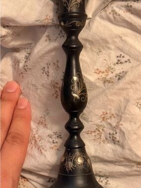 Black Decorative Candle Holder with Gold Accent